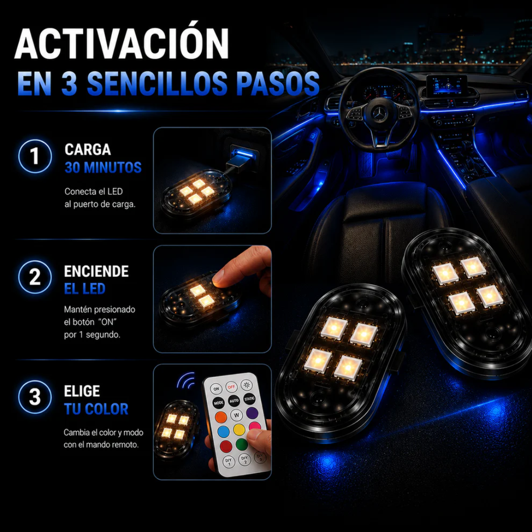 Kit de luces RGB LED para interior de carro